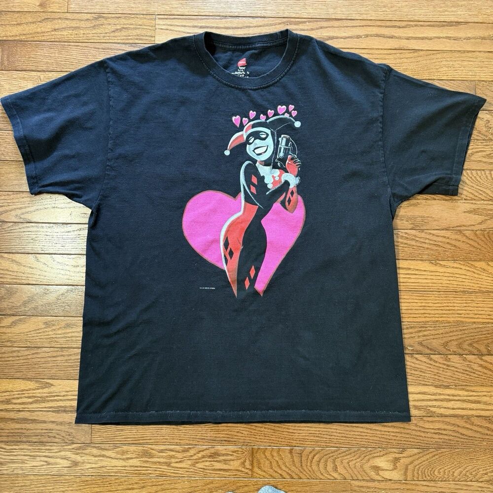 Vintage 1999 Harley Quinn DC Comics Graphic Tee Black XL Cotton Crew Neck RARE